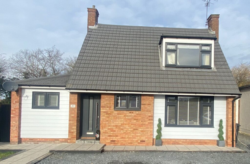 5 Kommerling Casement windows in anthracite grey outside with white frames inside with white handles