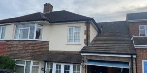 Freshly replaced fascia, soffit, and guttering showcasing modern uPVC materials on a house in Epping, Essex.