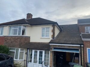 Freshly replaced fascia, soffit, and guttering showcasing modern uPVC materials on a house in Epping, Essex.