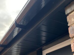Freshly replaced fascia, soffit, and guttering showcasing modern uPVC materials on a house in Ilford