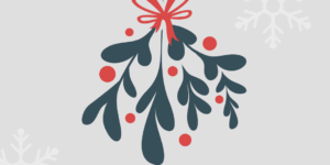 Stylized graphic of mistletoe with a red ribbon, surrounded by snowflakes, text: Winter Maintenance Clean offer.