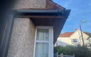 Side view of the property in Chingford showing the old timber roofline before new fascia and soffit were fitted.