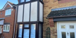 Front of property with new rosewood fascia soffit and guttering installed