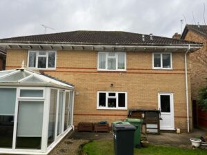 Rear of property before fascia soffit and guttering replacement