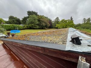 Original corrugated garage roof before replacement