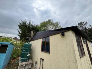 Side elevation showing EPDM roof and trims