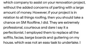 10 out of 10 review for roofline work in Brentwood CM15