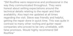 TrustATrader customer review for SM Roofline roofline and gutter repair in Harlow