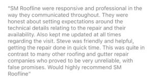 TrustATrader customer review for SM Roofline roofline and gutter repair in Harlow