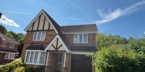 Completed white uPVC fascia, soffits and guttering installation on detached property