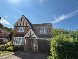 Completed white uPVC fascia, soffits and guttering installation on detached property
