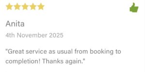 5-star TrustATrader review left for SM Roofline by a returning customer in Sawbridgeworth