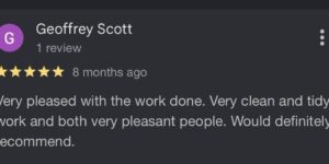 Google 5-star customer review for SM Roofline following completed work in Bishop's Stortford